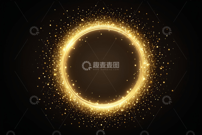 高清大图下载【趣麦麦图】金色发光粒子圆环背景