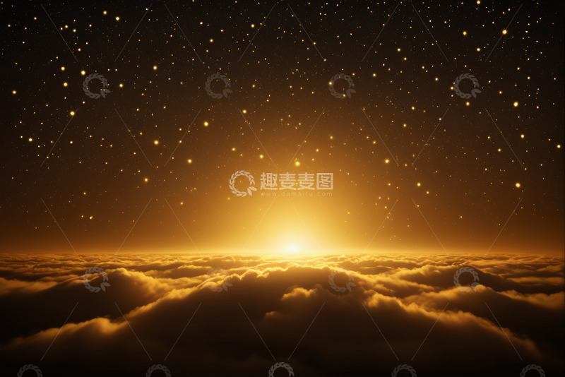 高清大图下载【趣麦麦图】云海之上日出星空景象