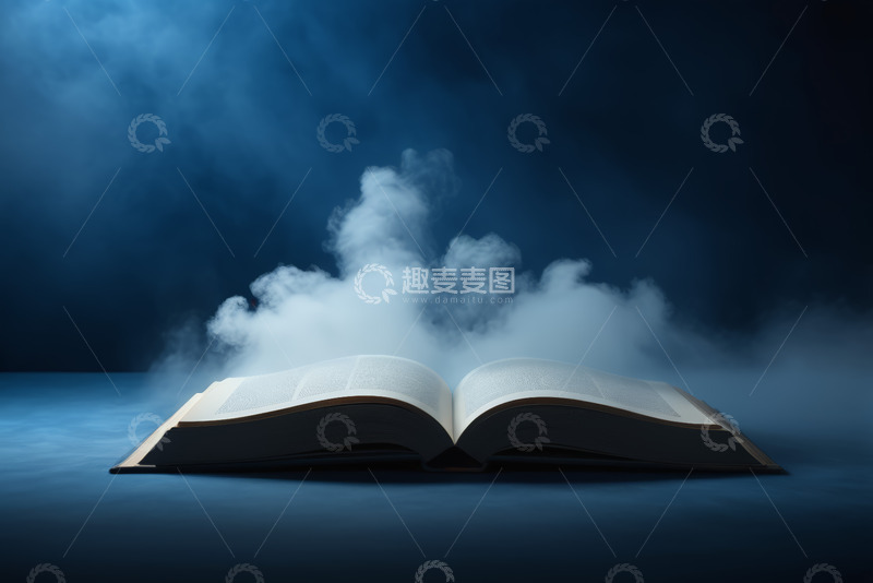 高清大图下载【趣麦麦图】翻开的书与缭绕烟雾场景