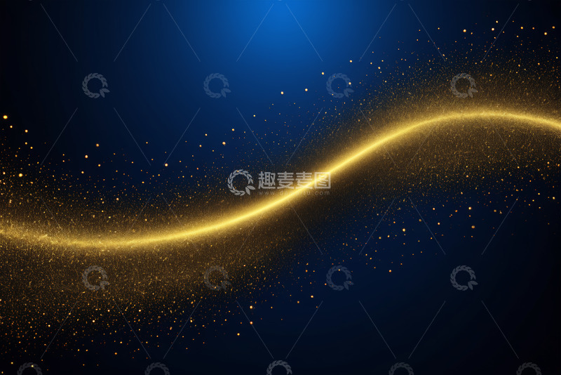 高清大图下载【趣麦麦图】蓝色背景金色粒子流动画面