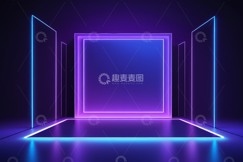 高清大图下载【趣麦麦图】霓虹灯光打造的科技感空间