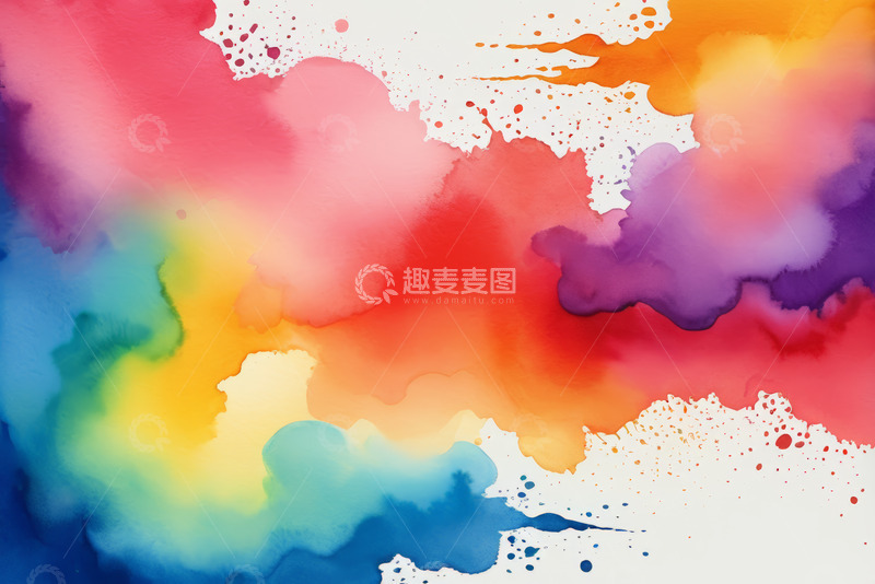 高清大图下载【趣麦麦图】多彩水彩艺术背景