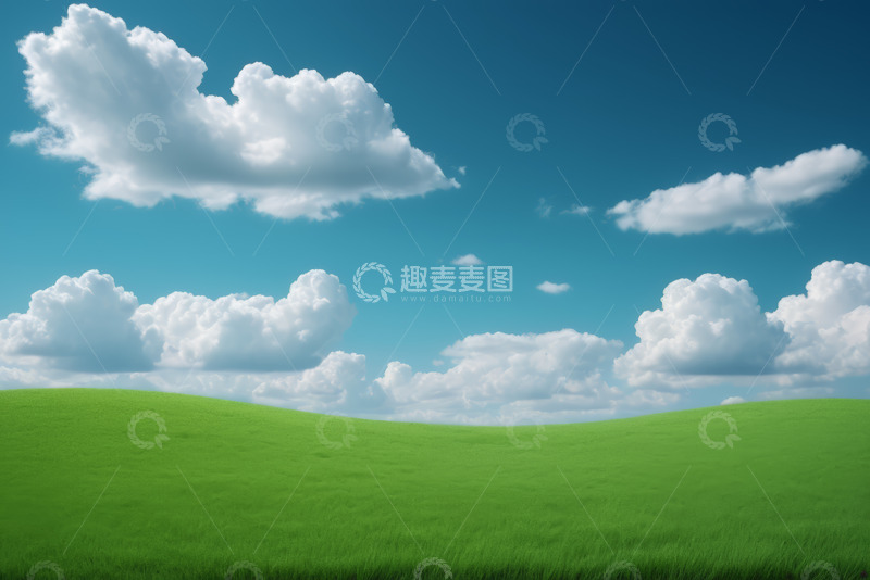 高清大图下载【趣麦麦图】蓝天草地自然风光素材