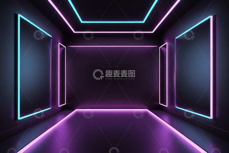 高清大图下载【趣麦麦图】霓虹灯光装饰的室内空间