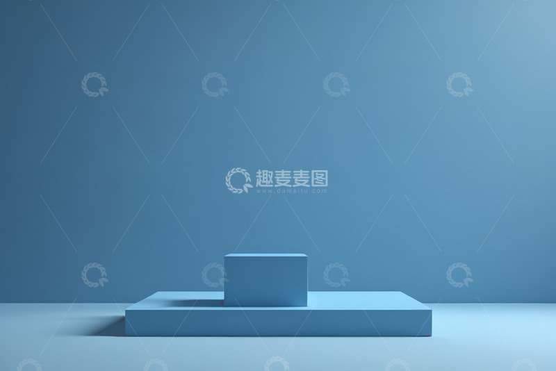 高清大图下载【趣麦麦图】蓝色简约立体展示台