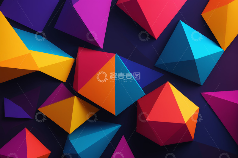高清大图下载【趣麦麦图】多彩多边形抽象背景素材