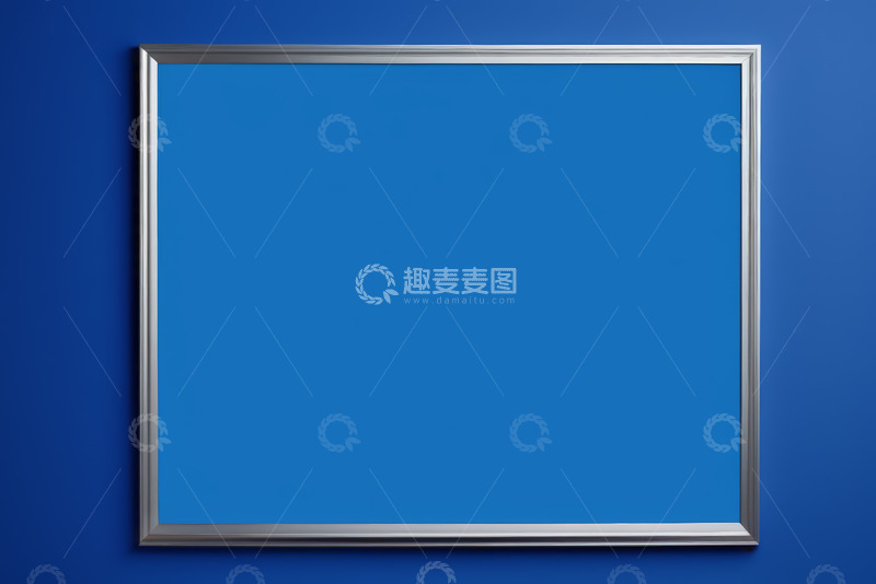 高清大图下载【趣麦麦图】蓝色背景银色边框画框