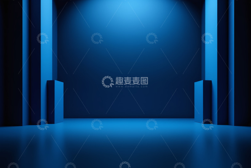 高清大图下载【趣麦麦图】蓝色现代抽象展示空间