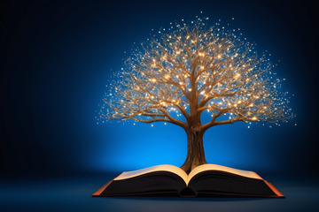翻开书本中生长出发光树画面