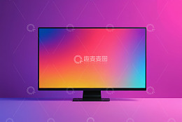 彩色背景前的电脑显示器