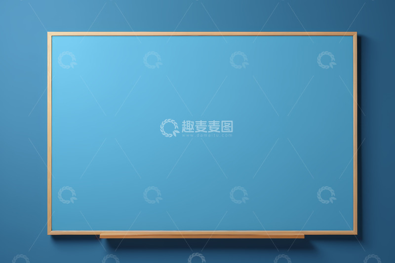 高清大图下载【趣麦麦图】蓝色背景木质边框空白画板