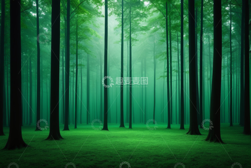 高清大图下载【趣麦麦图】静谧绿色森林景观