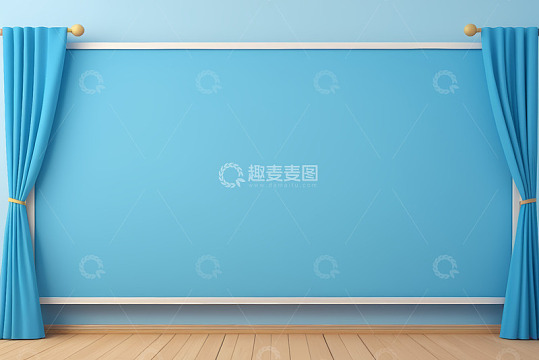 蓝色背景配蓝色窗帘场景