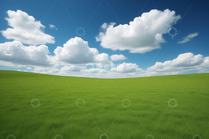 高清大图下载【趣麦麦图】蓝天白云下的绿色草原风景