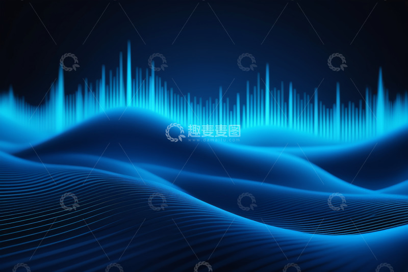 高清大图下载【趣麦麦图】蓝色科技感声波抽象背景