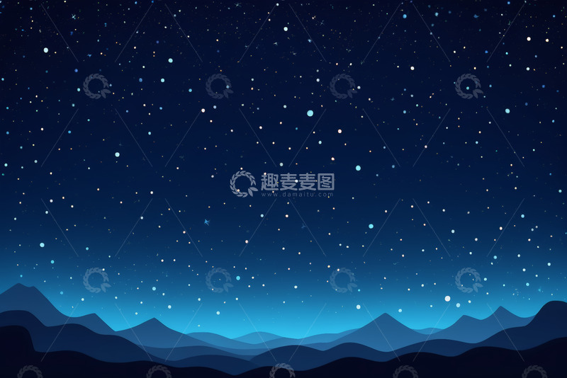 高清大图下载【趣麦麦图】夜空繁星下的山脉景观