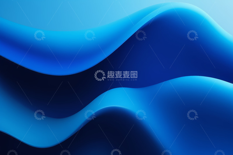 高清大图下载【趣麦麦图】蓝色抽象波浪背景素材