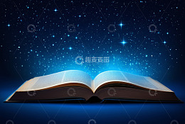 星空背景下打开的书籍