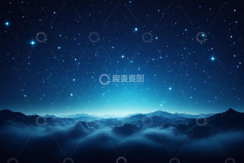 高清大图下载【趣麦麦图】星空下的山脉云海景观