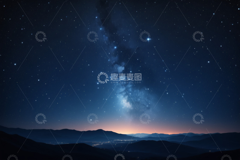 高清大图下载【趣麦麦图】夜空下的山脉与璀璨星河
