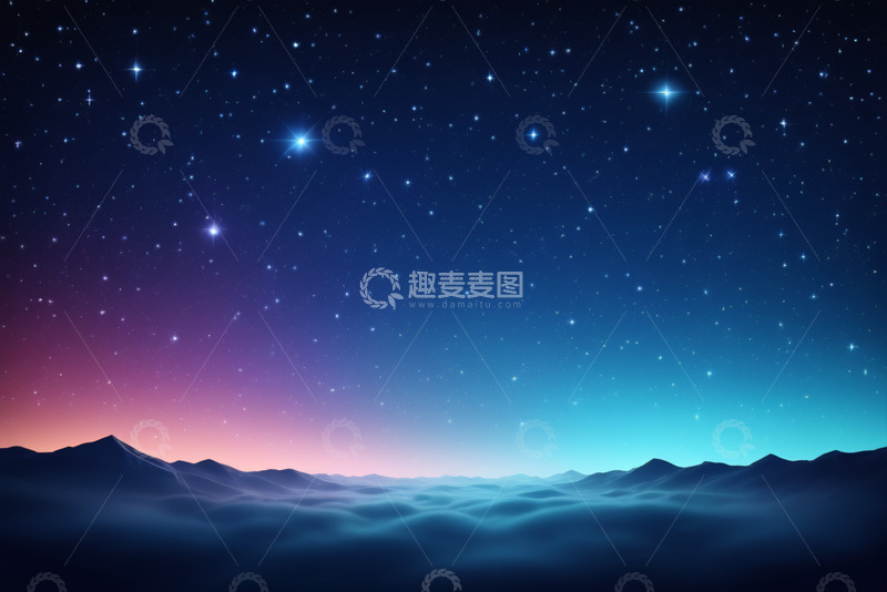 高清大图下载【趣麦麦图】星空下的山峦与云海景观