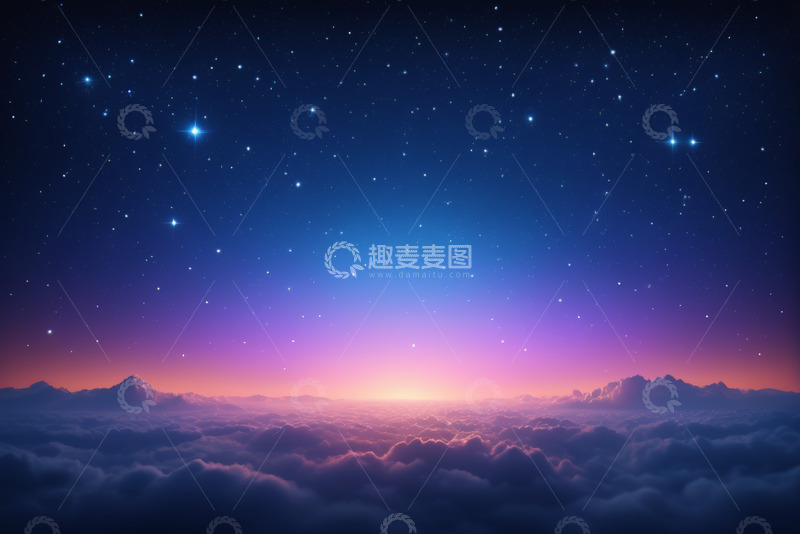 高清大图下载【趣麦麦图】云海之上星空日出美景