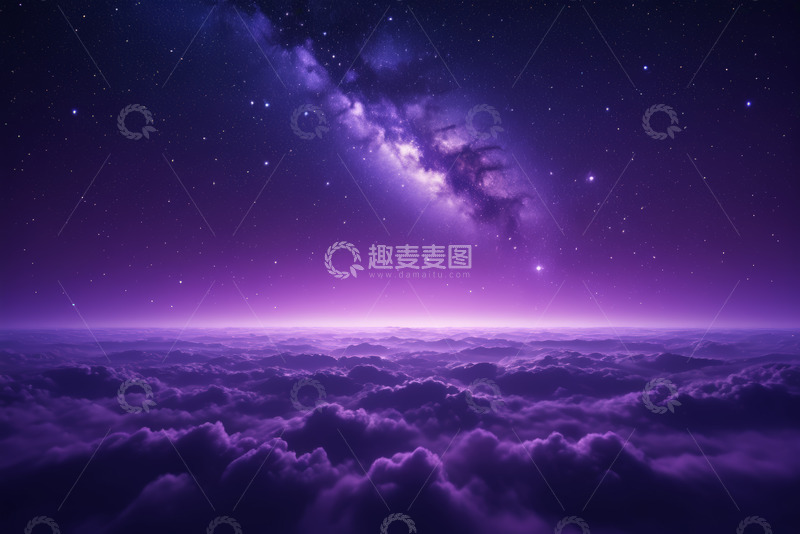 高清大图下载【趣麦麦图】云海之上的星空与银河景象