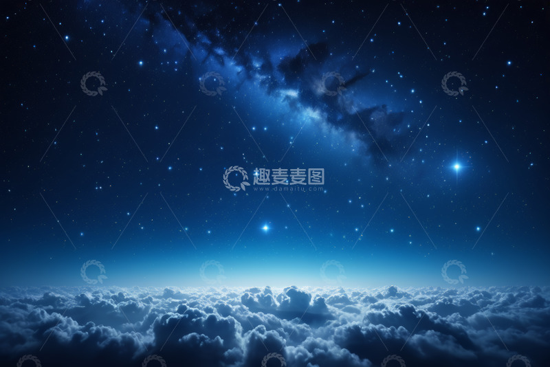 高清大图下载【趣麦麦图】高空云海之上的星空景象