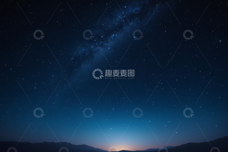高清大图下载【趣麦麦图】夜空下的山脉与璀璨星河