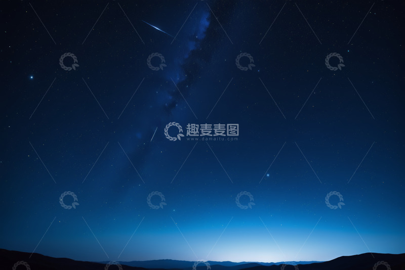 高清大图下载【趣麦麦图】夜空流星与银河景观