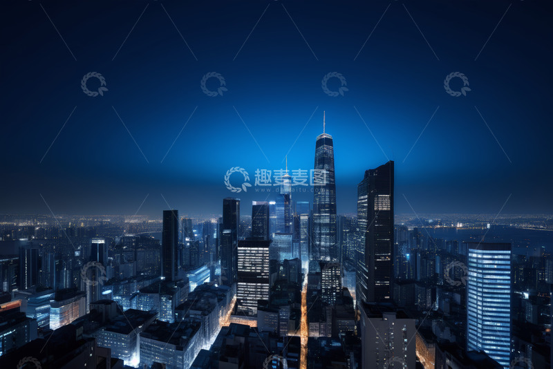 高清大图下载【趣麦麦图】城市高楼夜景俯瞰全景