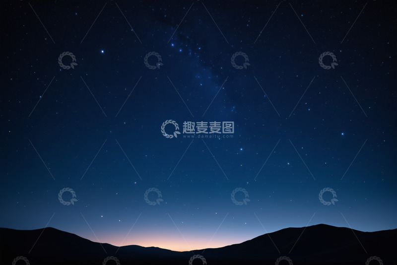 高清大图下载【趣麦麦图】夜空下的山脉与繁星景象