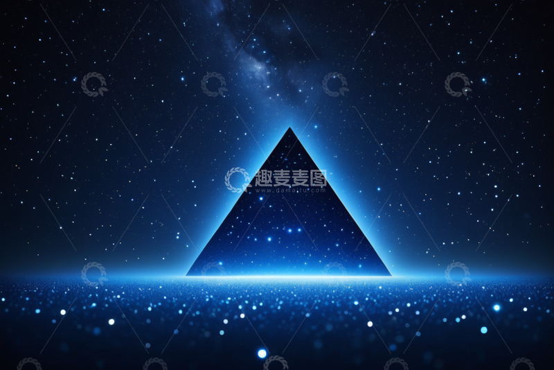 高清大图下载【趣麦麦图】星空下的发光三角背景