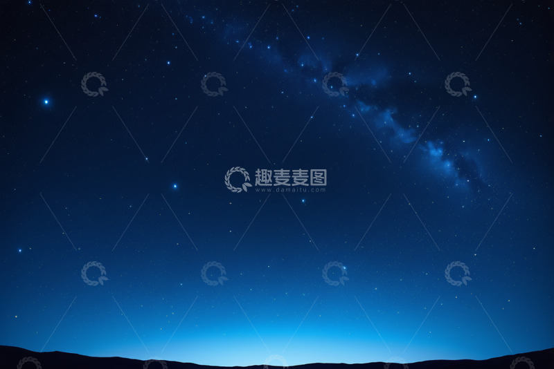 高清大图下载【趣麦麦图】夜空繁星与地平线景象