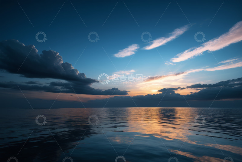 高清大图下载【趣麦麦图】海面夕阳天空自然景观