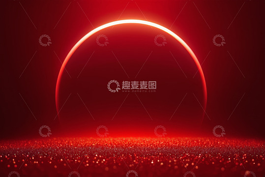红色抽象圆环粒子背景