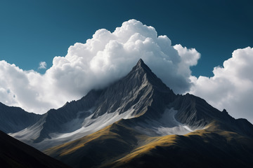 高山与白云自然风光素材