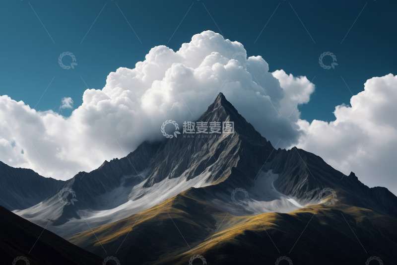 高清大图下载【趣麦麦图】-高山与白云自然风光素材