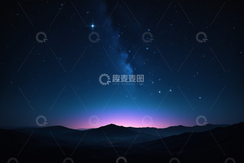 高清大图下载【趣麦麦图】夜空下山脉与星空景象