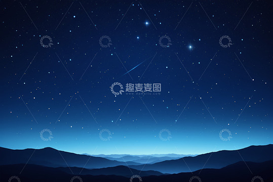 夜空繁星与远山景观