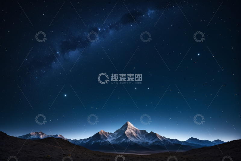 高清大图下载【趣麦麦图】雪山夜空下的银河景观
