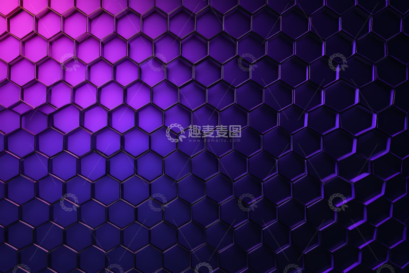 高清大图下载【趣麦麦图】紫色六边形几何背景图案