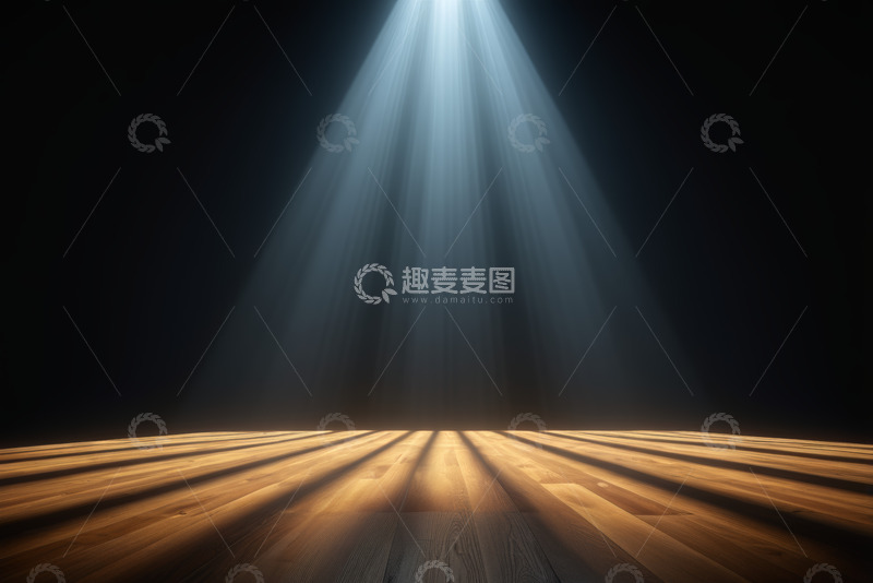 高清大图下载【趣麦麦图】舞台聚光灯照射木质地板
