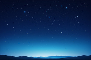 夜空下的山脉与繁星景象