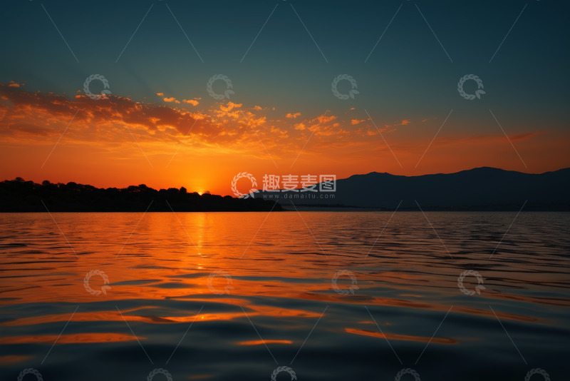 高清大图下载【趣麦麦图】湖面日落自然风光
