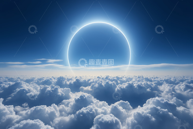 高清大图下载【趣麦麦图】高空云海中的环形光晕景观