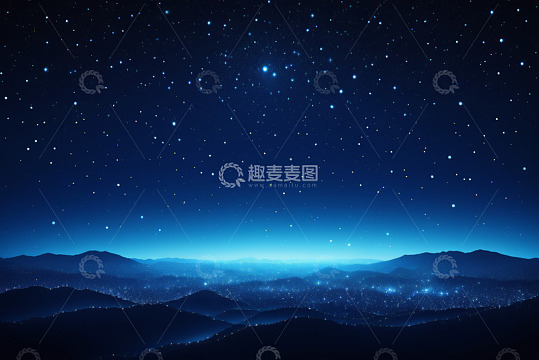 夜空繁星下的山脉风景
