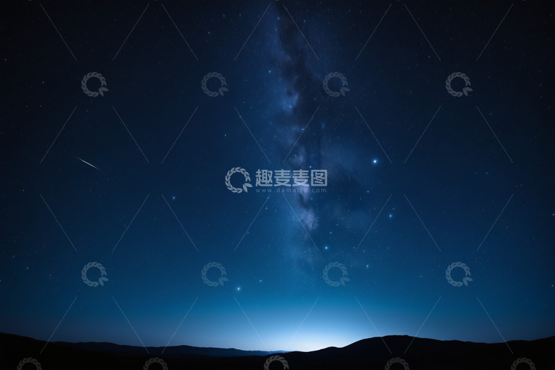 高清大图下载【趣麦麦图】夜空下的星河与流星景观