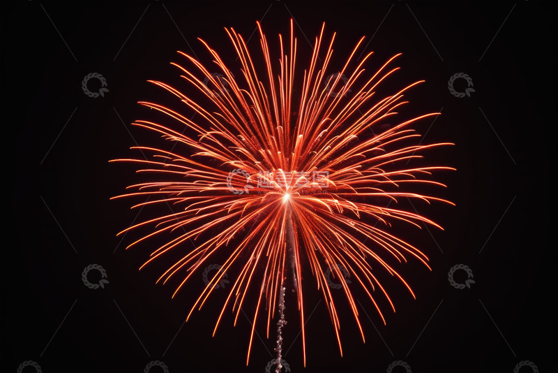 高清大图下载【趣麦麦图】夜空中绽放的红色烟花