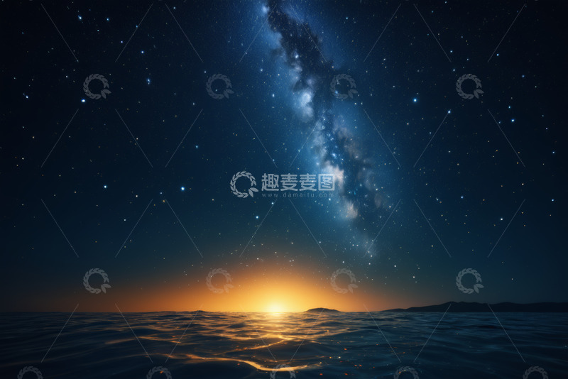 高清大图下载【趣麦麦图】海上星空与日出自然景观